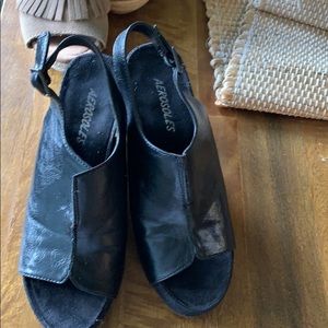 Aero soles black wedge sandal